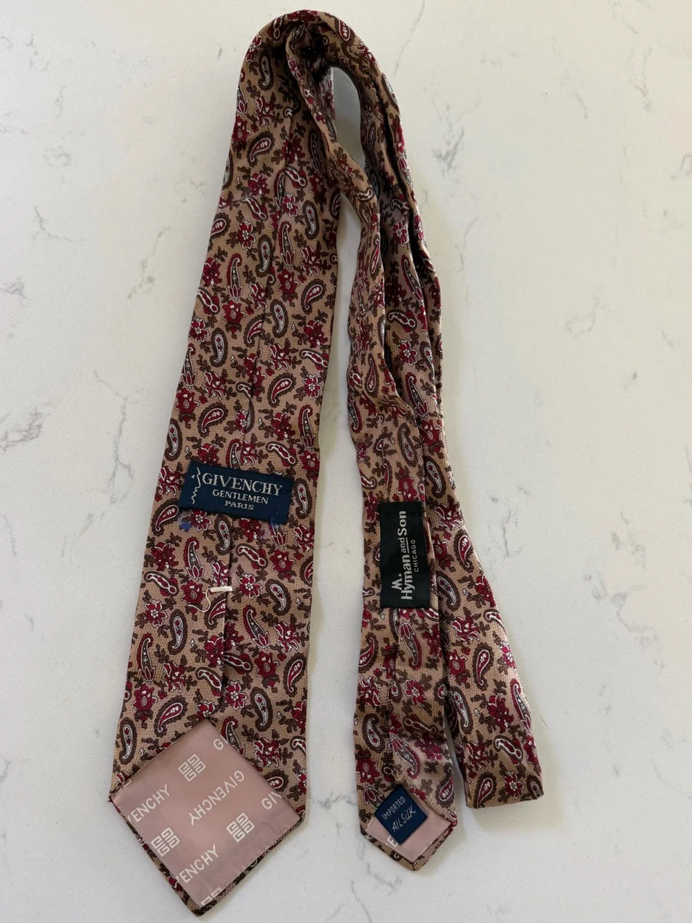 Men's Givenchy Paisley Tie in Tan and Red